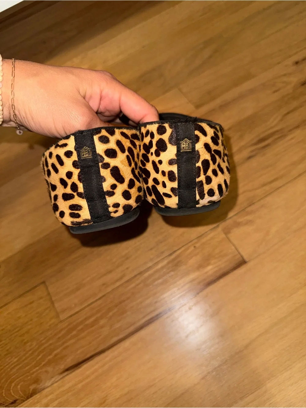 Birdies Leopard-Print Slip-On Flats in Tan and Black